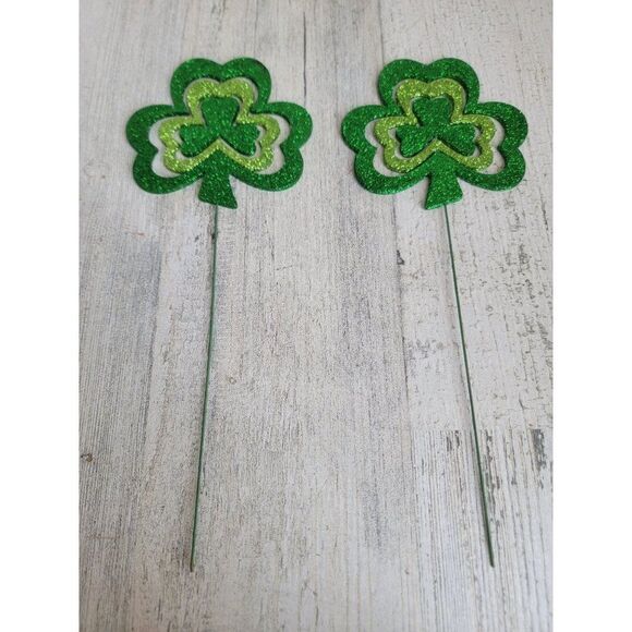 Glitter green Shamrock Clover St Patrick's Day pic Decor home - Picture 2 of 5